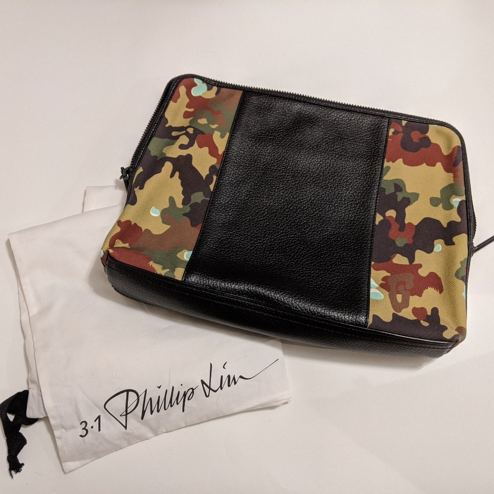 NWOT 3.1 Phillip Lim camo leather mix clutch purse